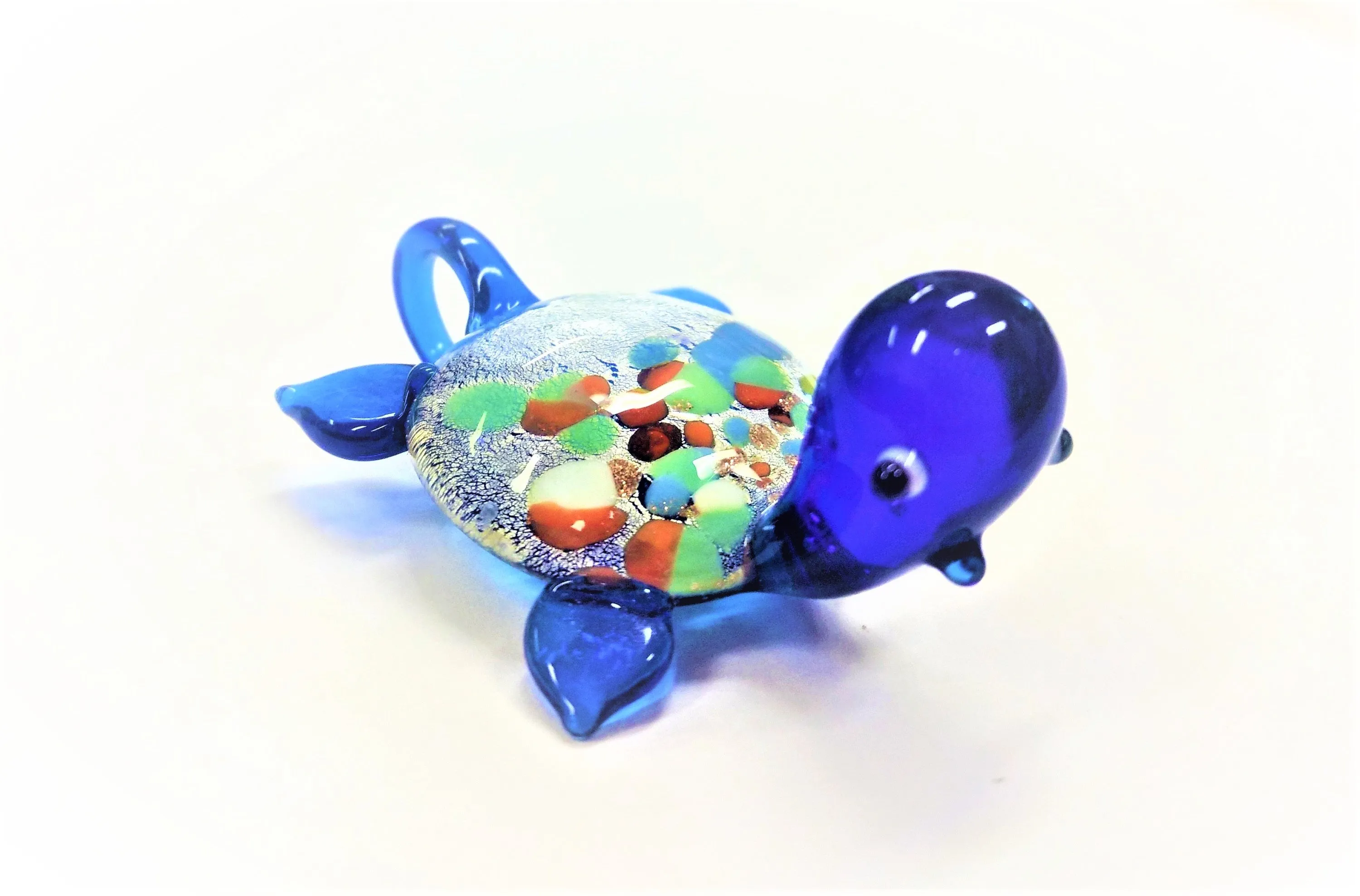 Glass Lampwork Turtle Pendants, Aqua Red Blue Green Suncatchers