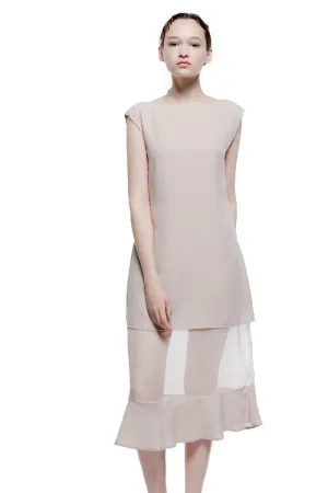 Gleams Boat Neck See through Long Dress