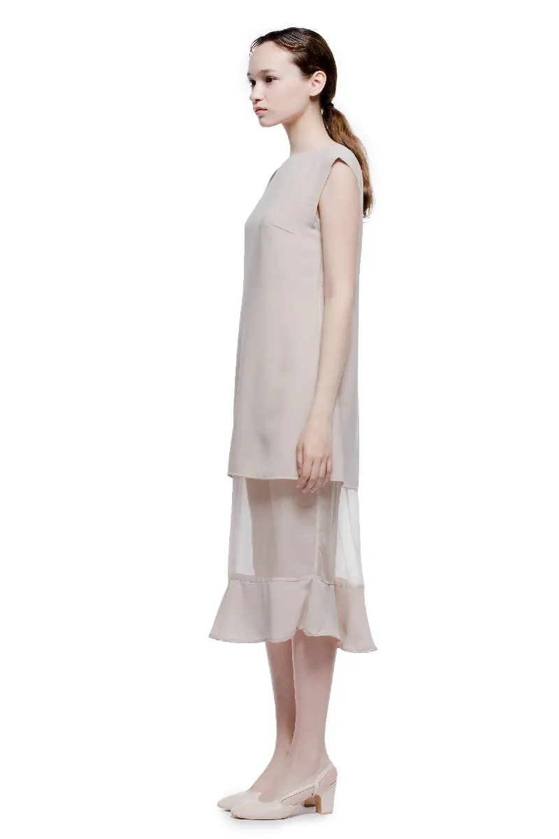 Gleams Boat Neck See through Long Dress