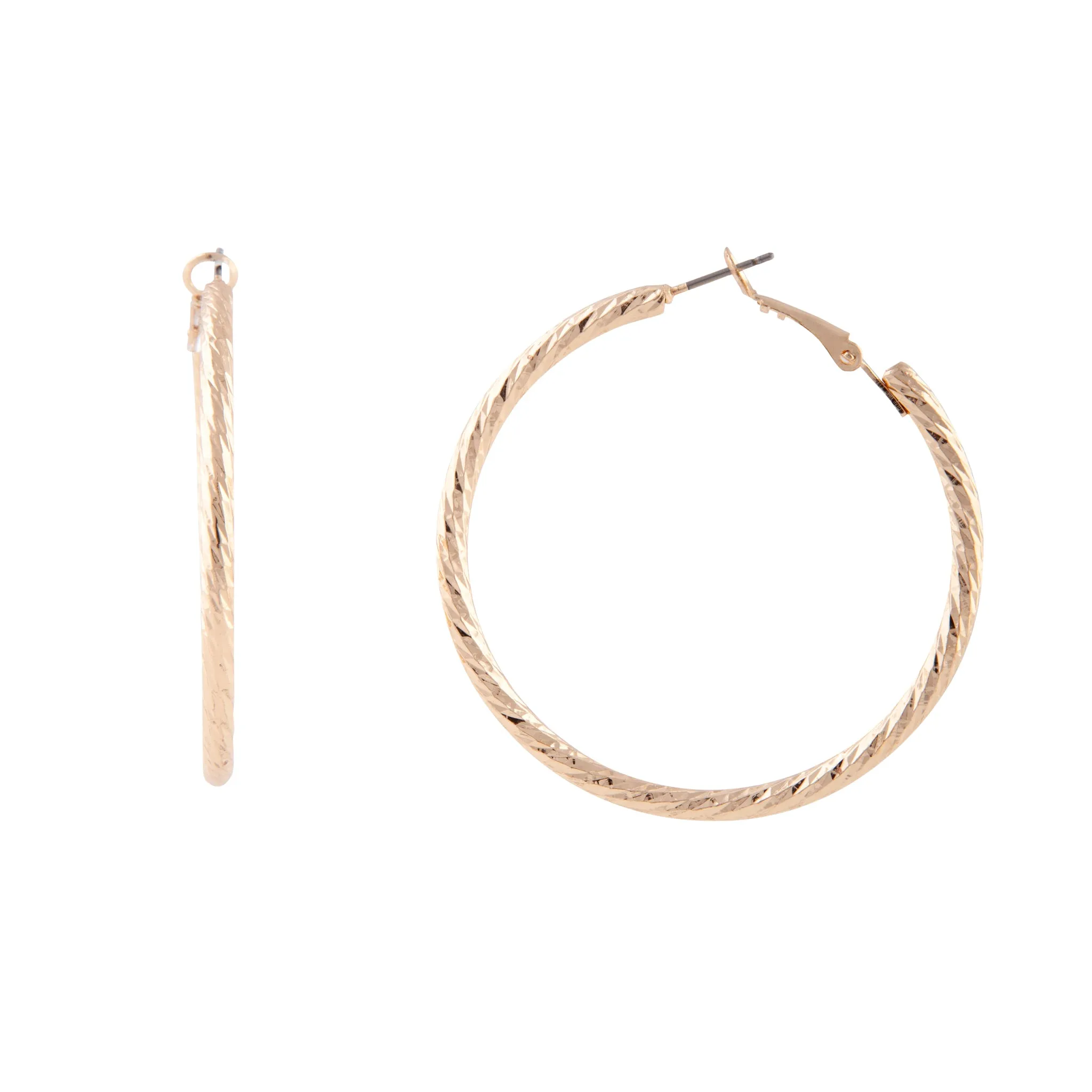Gold Diamond Cut Rounded Hoop