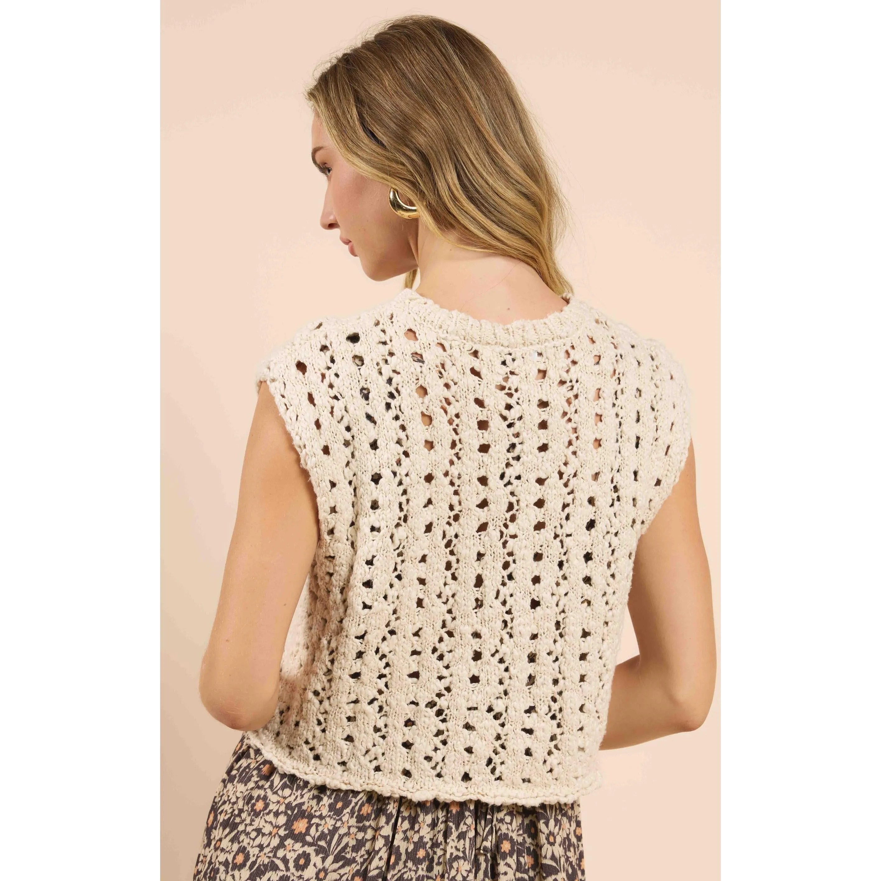 GOLDIE OPEN KNIT SLVLESS SWEATER