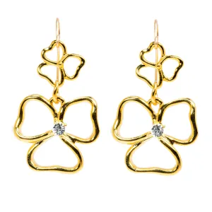Goldtone Double Drop Open Heart Earrings