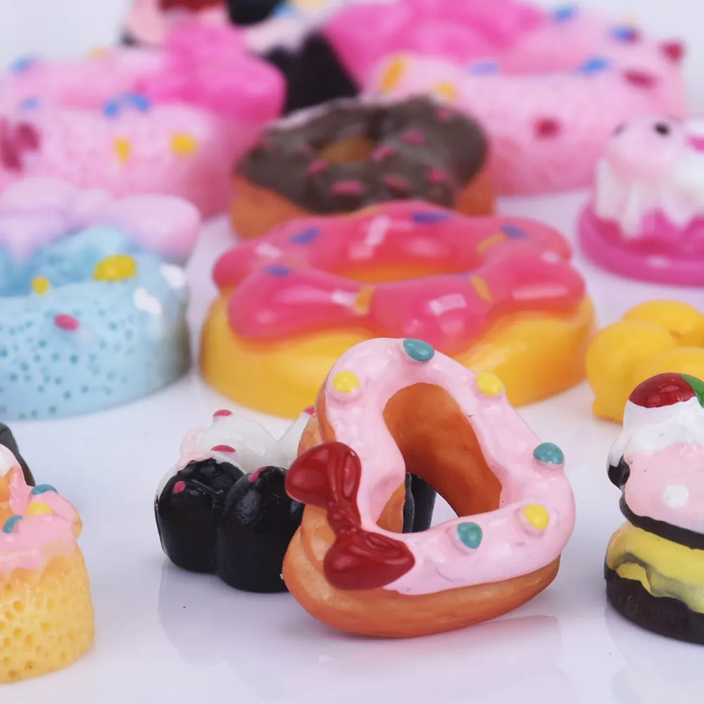 Grab Bag of Donut Resins Assorted Multicolor Donut Cabochons Kawaii Donut Cabochons Embellishment 20pcs 10249550