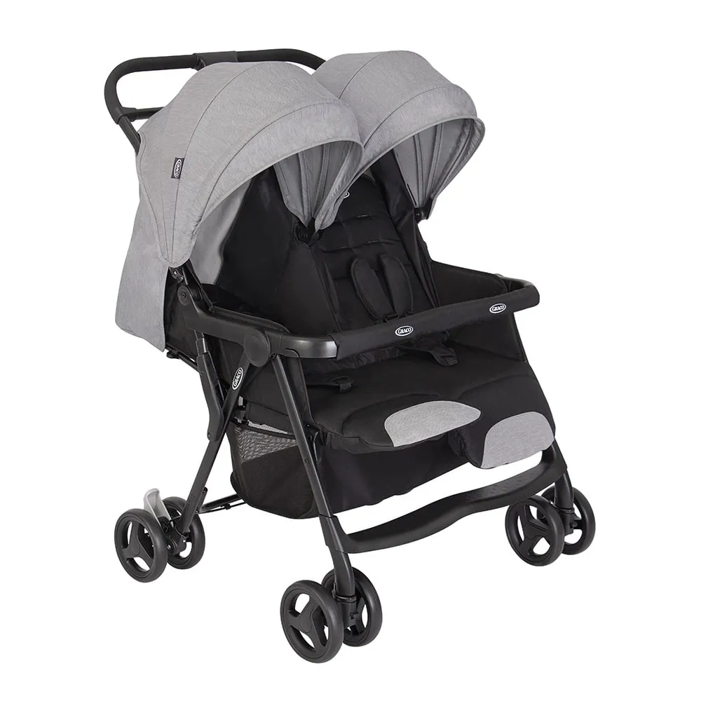 Graco Duorider Double Pushchair With Raincover - Steeple Gray
