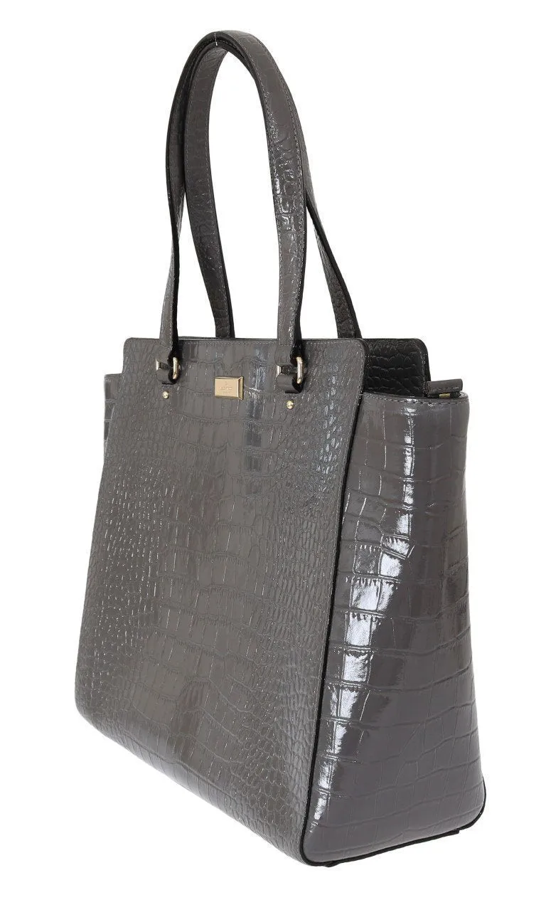 Gray Bristol Drive Croc ELISSA Shoulder Bag