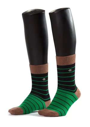 Green Black Stripes Design Men Bamboo Socks