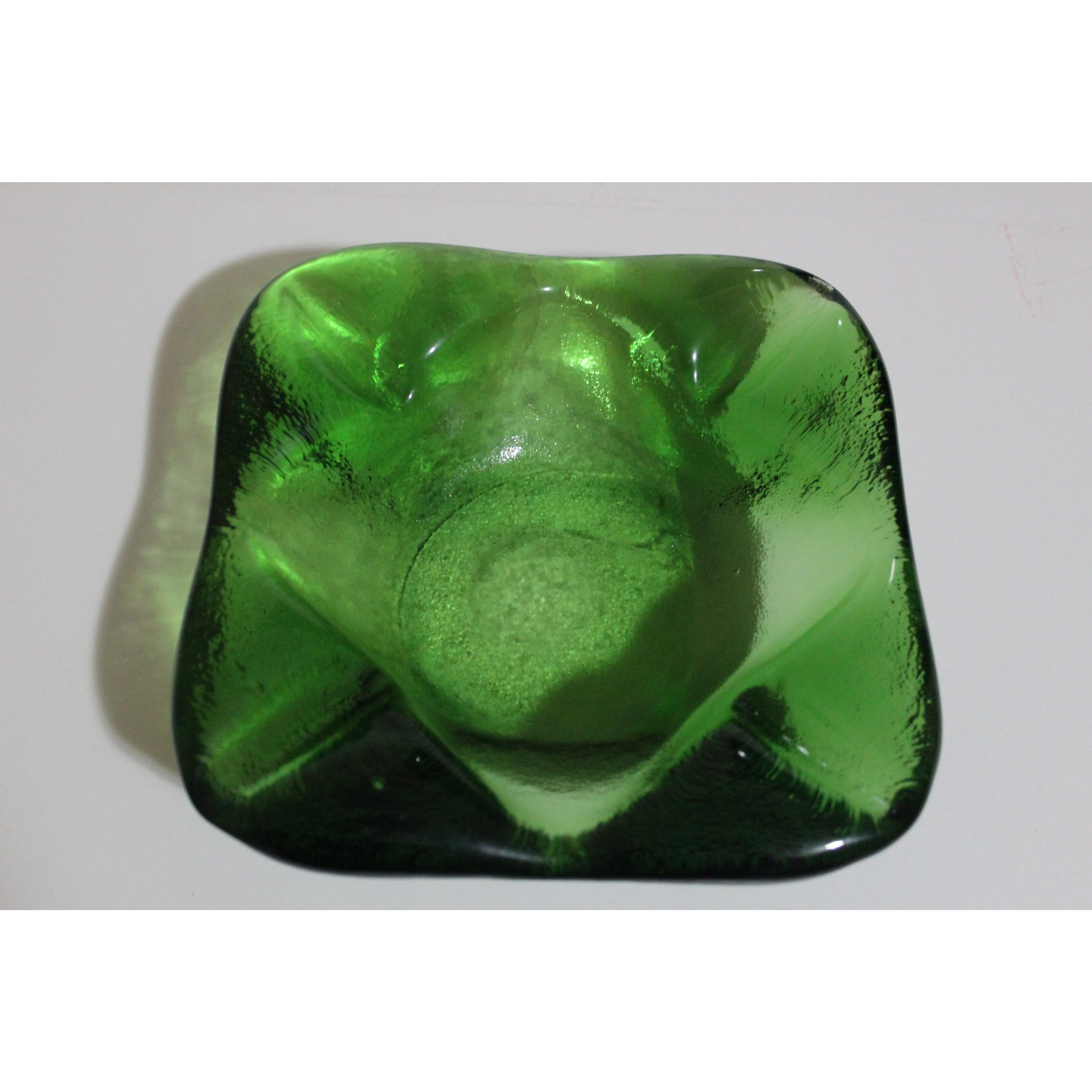 Green Crystal Rounded Square Ashtray
