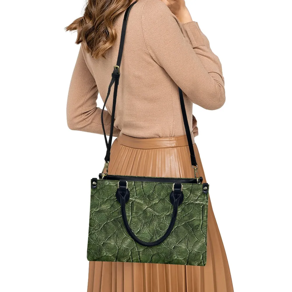 Green Embossed Statement Women's PU Leather Twill Handbag