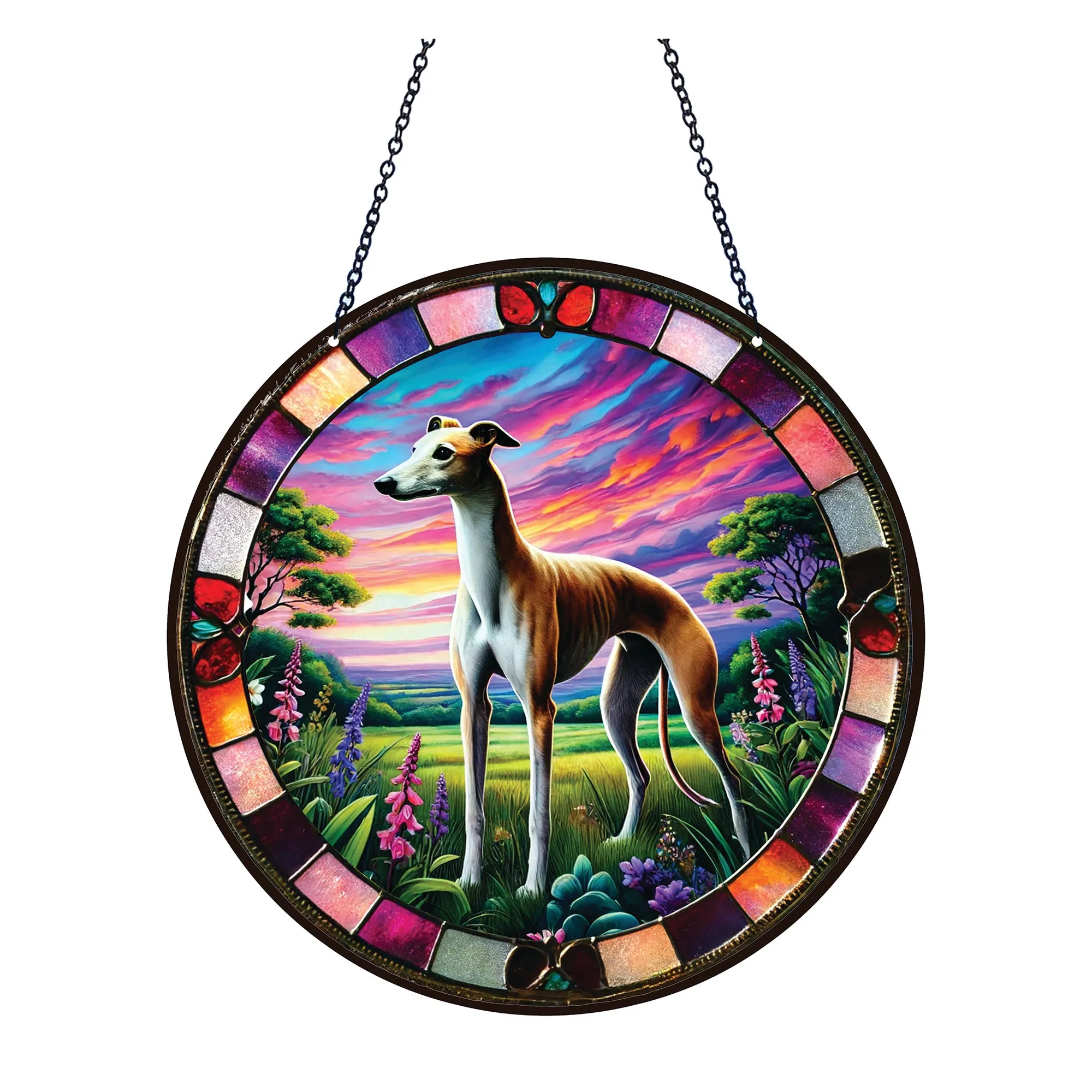 Greyhound Acrylic Suncatcher with chain #SC441 by d'ears