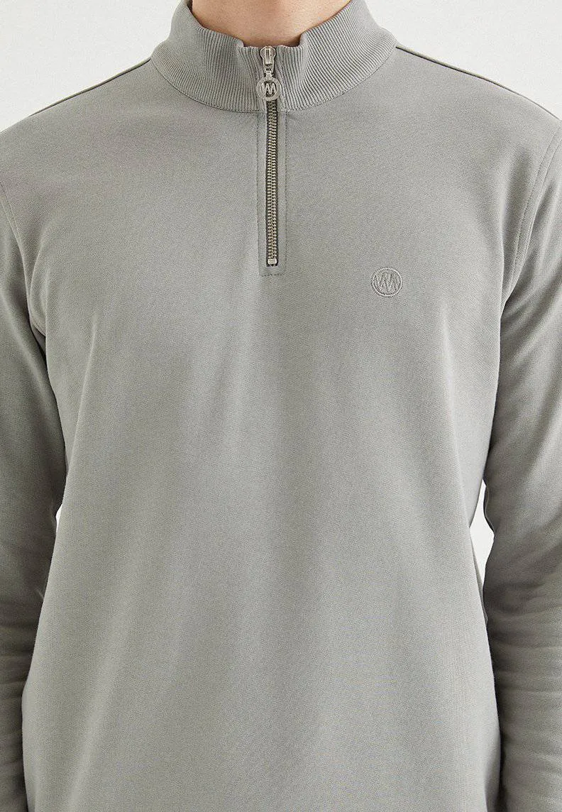 Gri Yarım Fermuarlı Yaka Pamuklu Regular Fit Erkek Sweatsirt CORE HALF ZIP