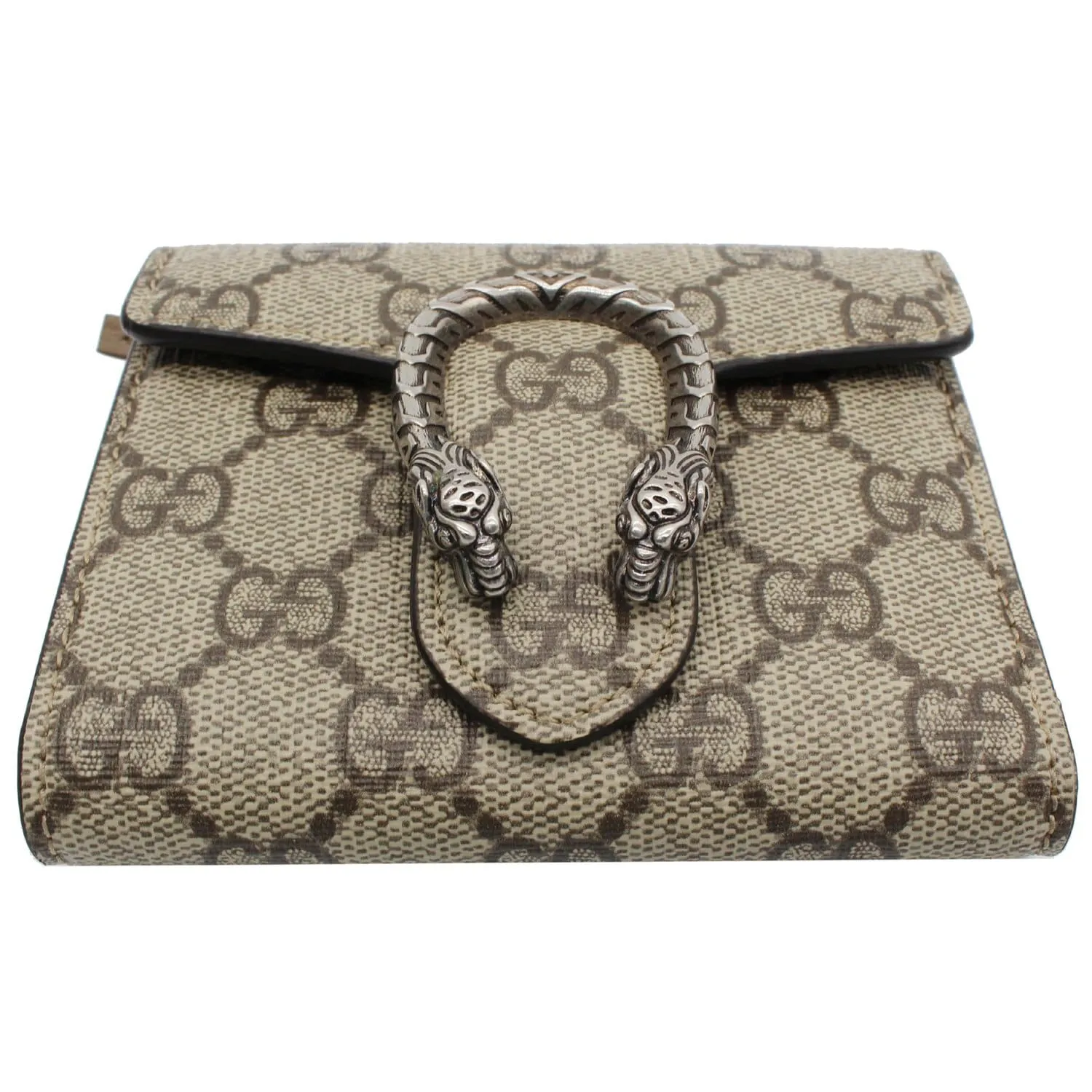 GUCCI Dionysus GG Supreme Canvas Card Case Wallet Beige 627073