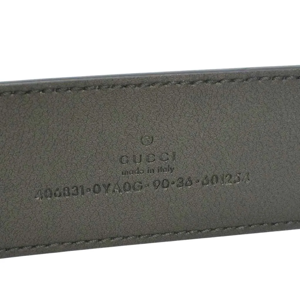 GUCCI Double G Buckle Leather Belt Black 406831 Size 90.36