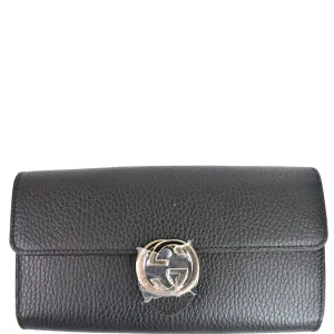 GUCCI GG Interlocking Continental Leather Wallet Black 598166