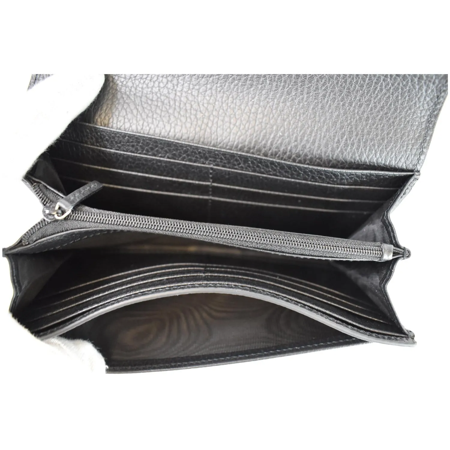 GUCCI GG Interlocking Continental Leather Wallet Black 598166