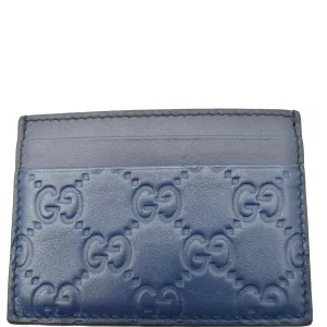 GUCCI Guccissima Leather Signature Card Case Blue 233166 - 20% OFF