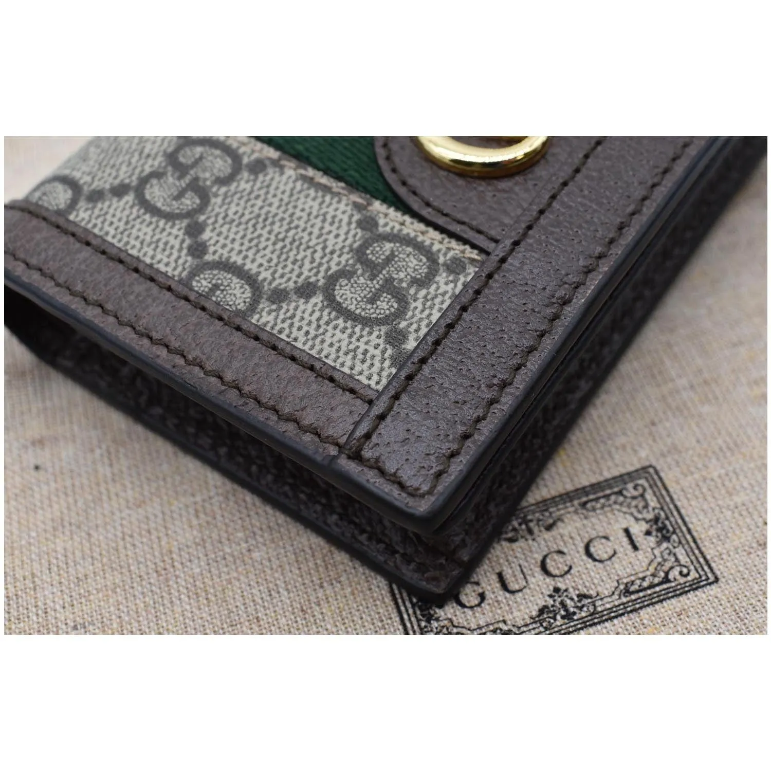 GUCCI Ophidia GG Card Case Wallet Beige