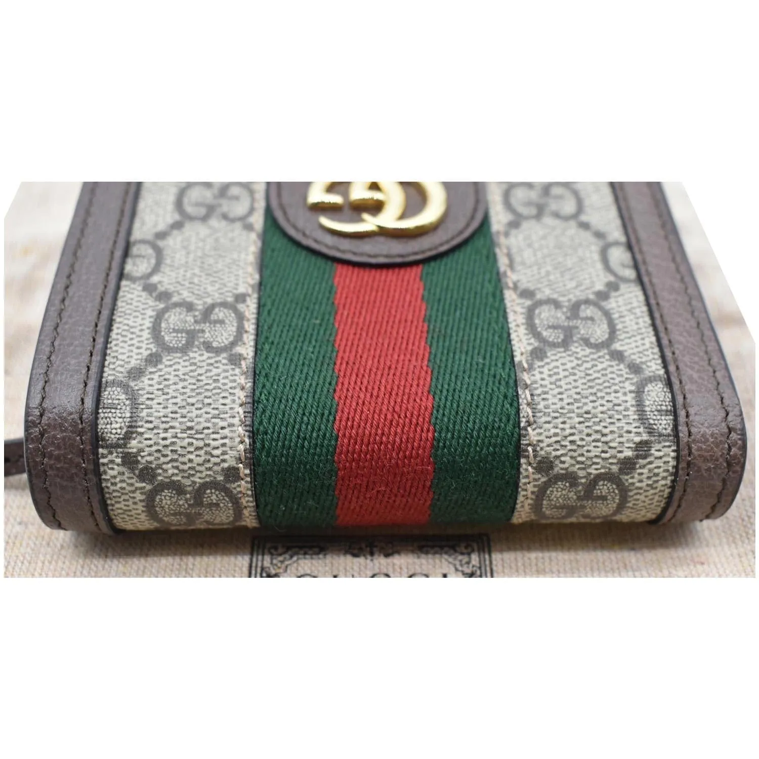 GUCCI Ophidia GG Card Case Wallet Beige