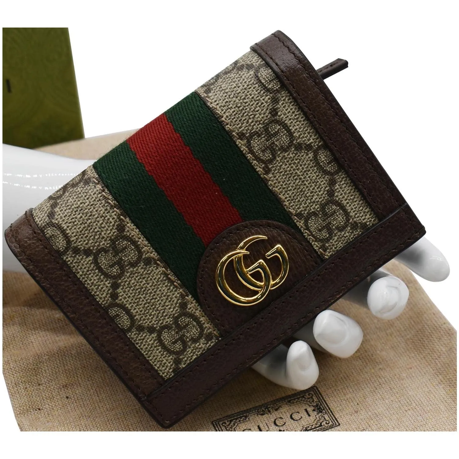 GUCCI Ophidia GG Card Case Wallet Beige