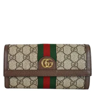 GUCCI Ophidia GG Continental Supreme Canvas Wallet Beige 523153