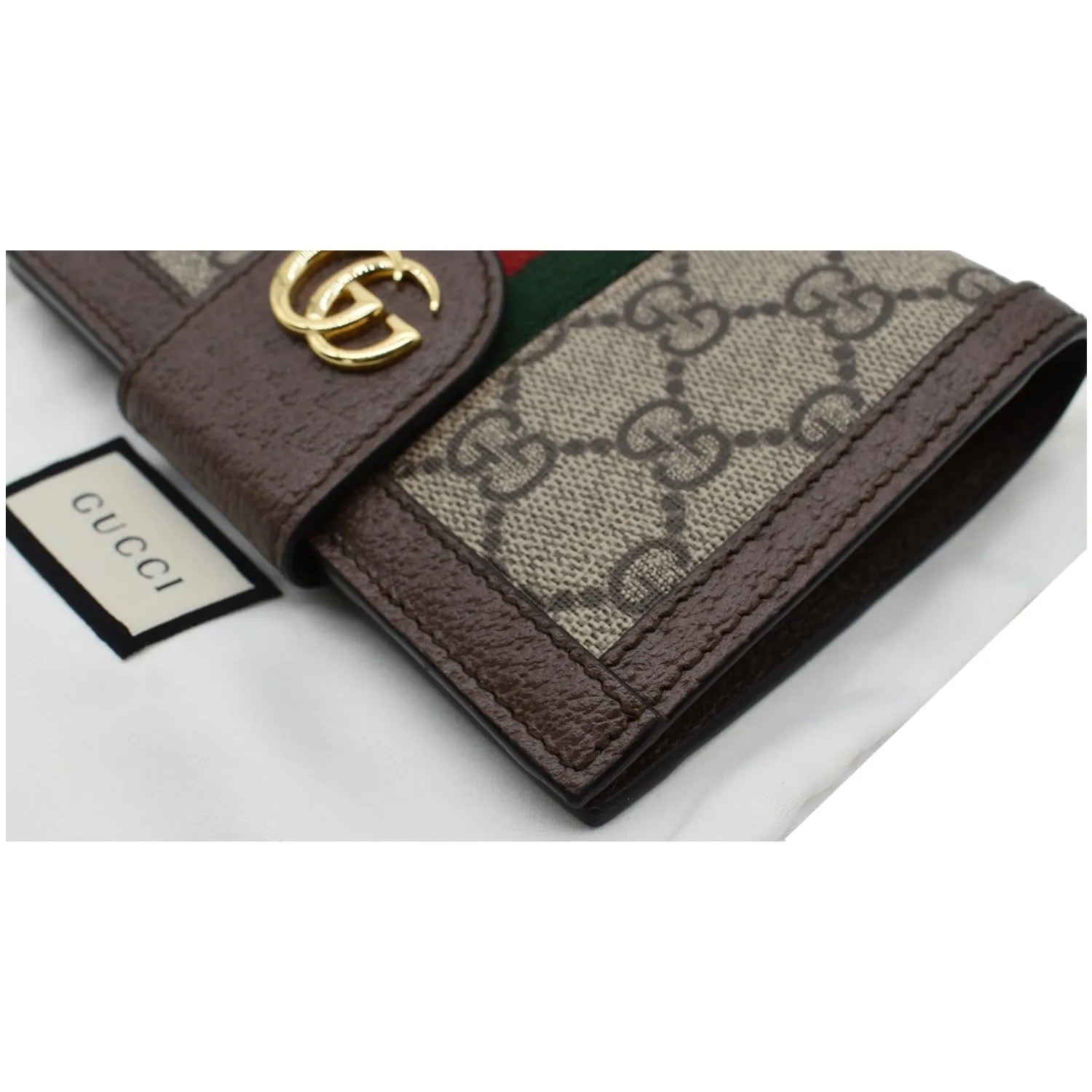 GUCCI Ophidia GG Supreme Monogram Web Passport Case Wallet Beige 598914