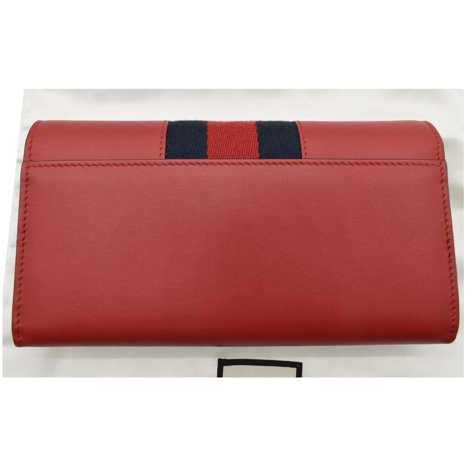 GUCCI Sylvie Continental Leather Wallet Red 476084 - Final Sale
