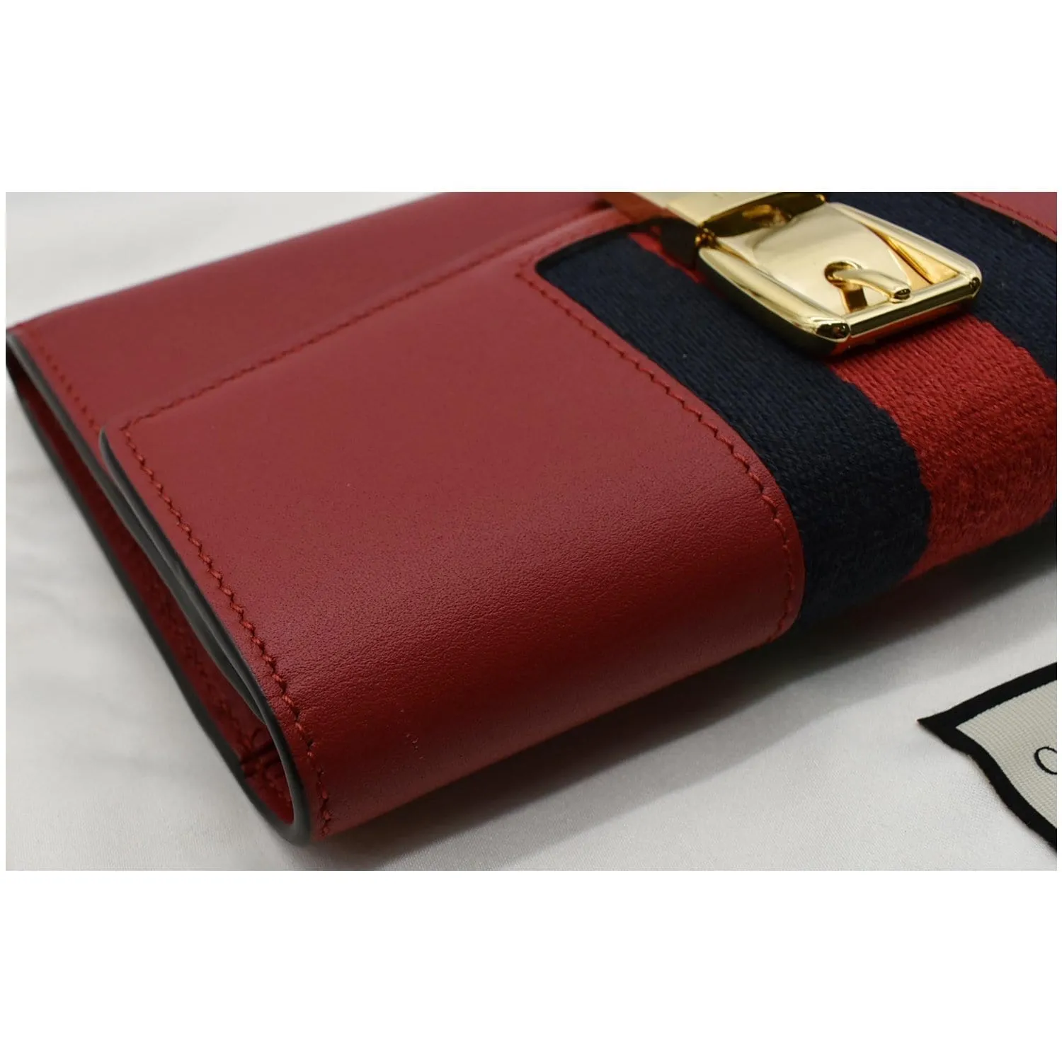 GUCCI Sylvie Continental Leather Wallet Red 476084 - Final Sale
