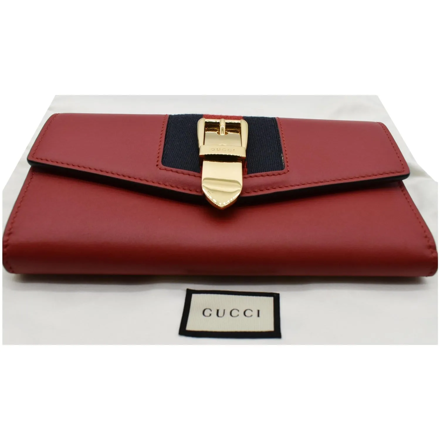GUCCI Sylvie Continental Leather Wallet Red 476084 - Final Sale