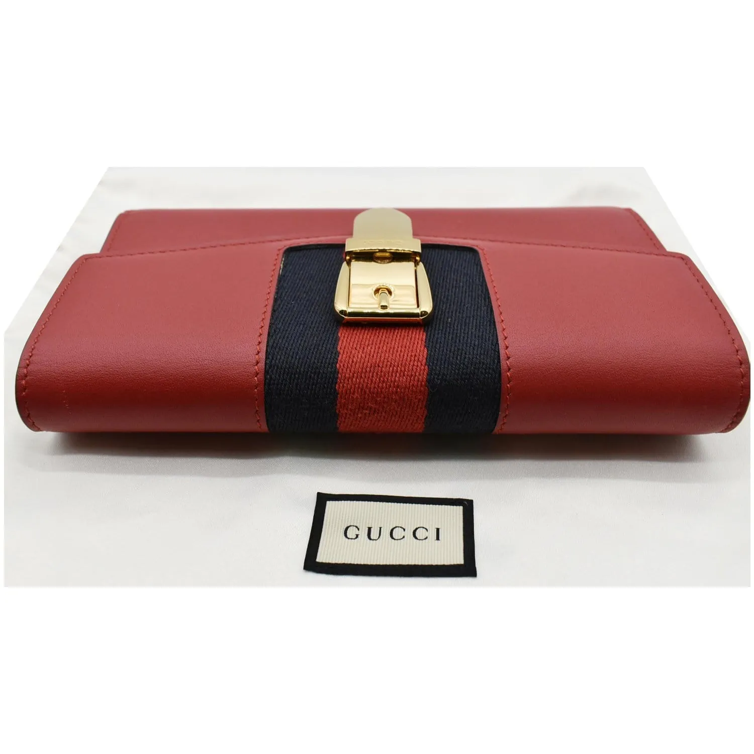 GUCCI Sylvie Continental Leather Wallet Red 476084 - Final Sale