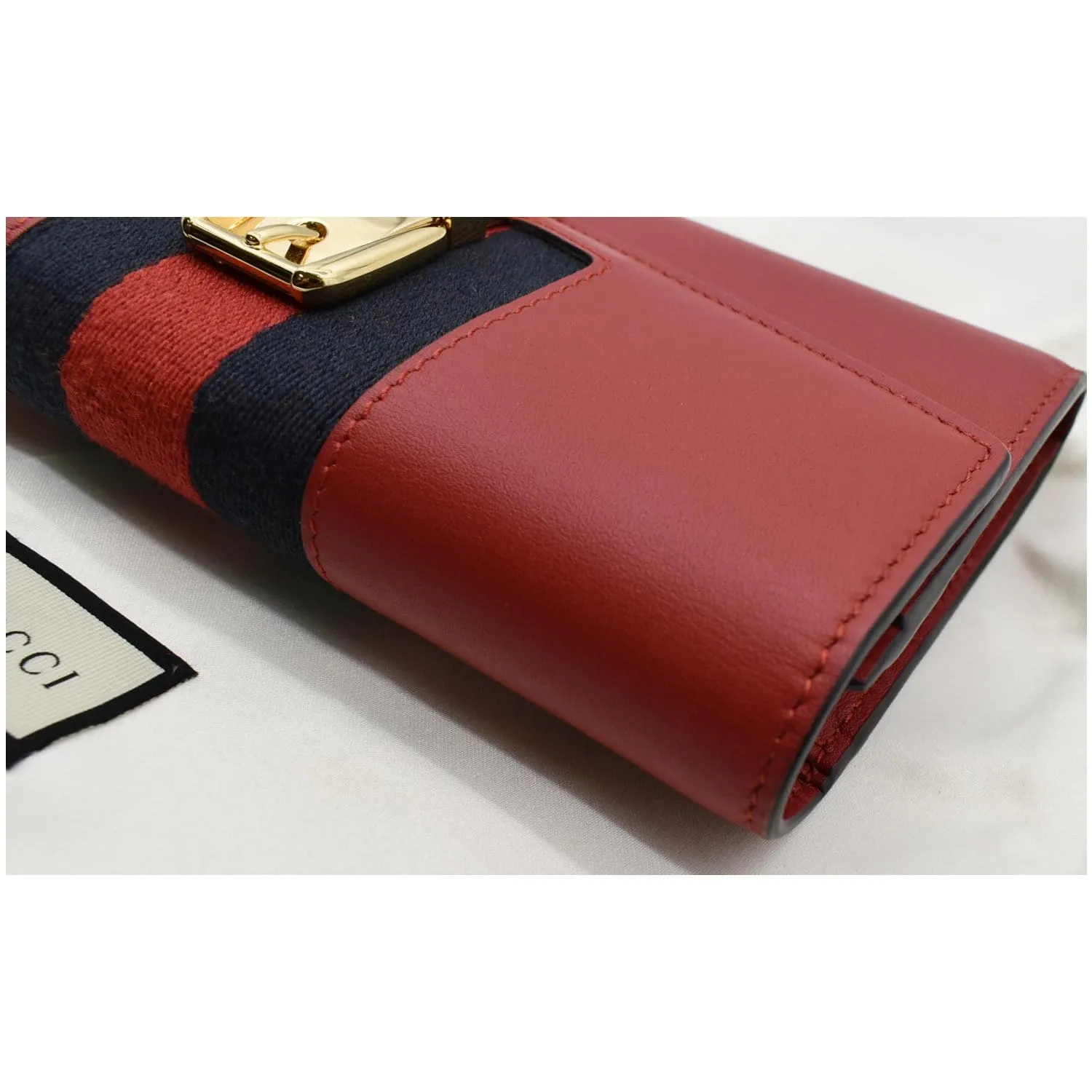 GUCCI Sylvie Continental Leather Wallet Red 476084 - Final Sale