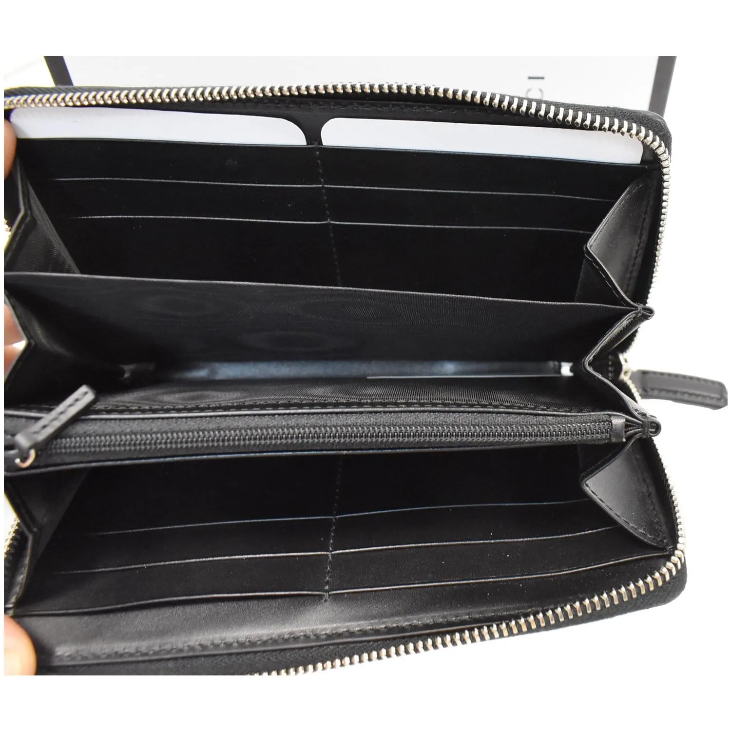 GUCCI Web Guccissima Leather Zip Around Wallet Black 408831