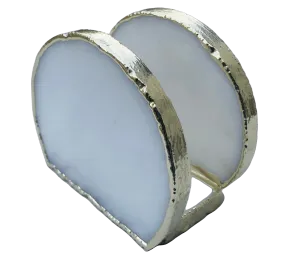 Hand Rounded White Agate Napkin Holder