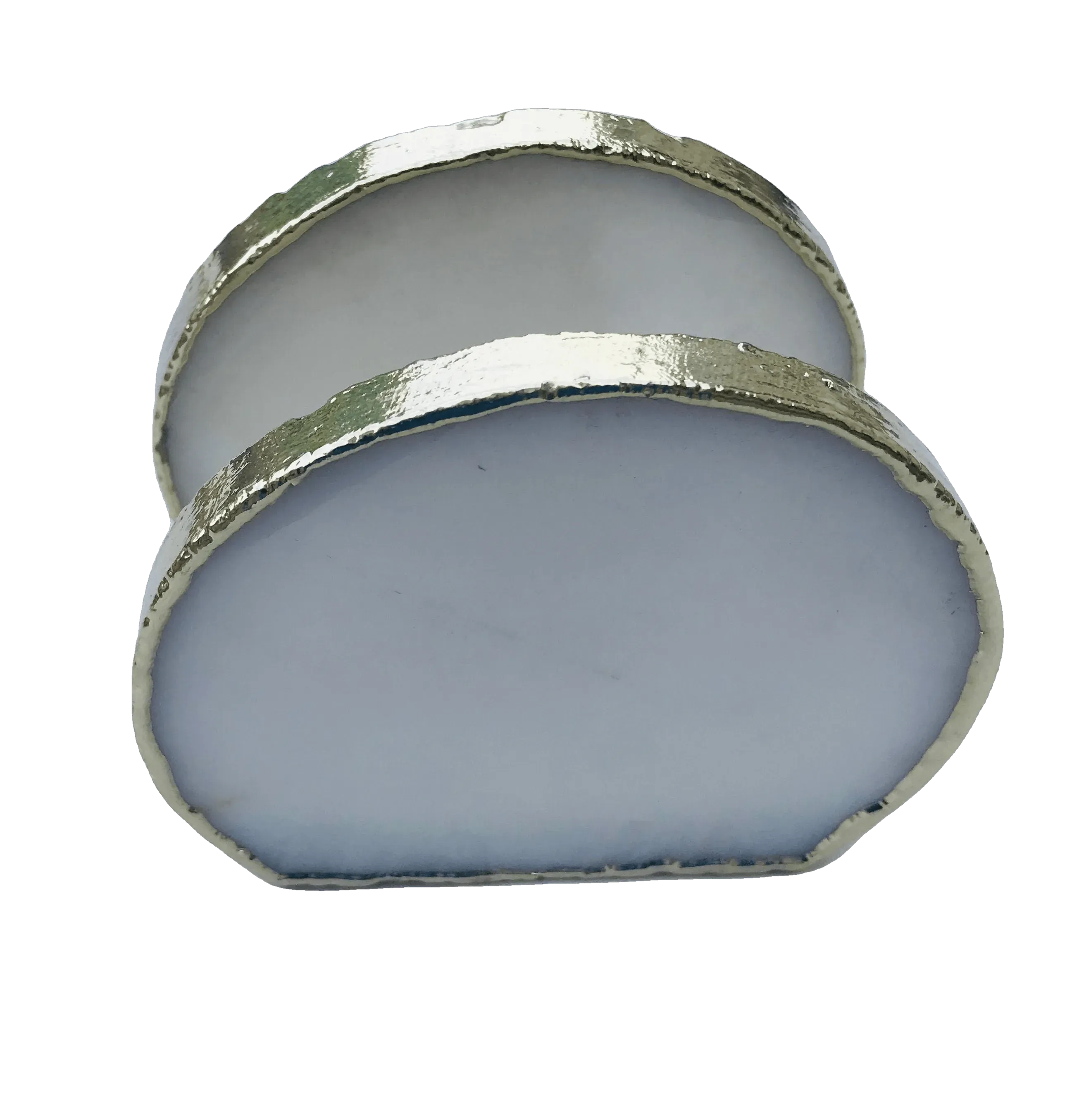 Hand Rounded White Agate Napkin Holder