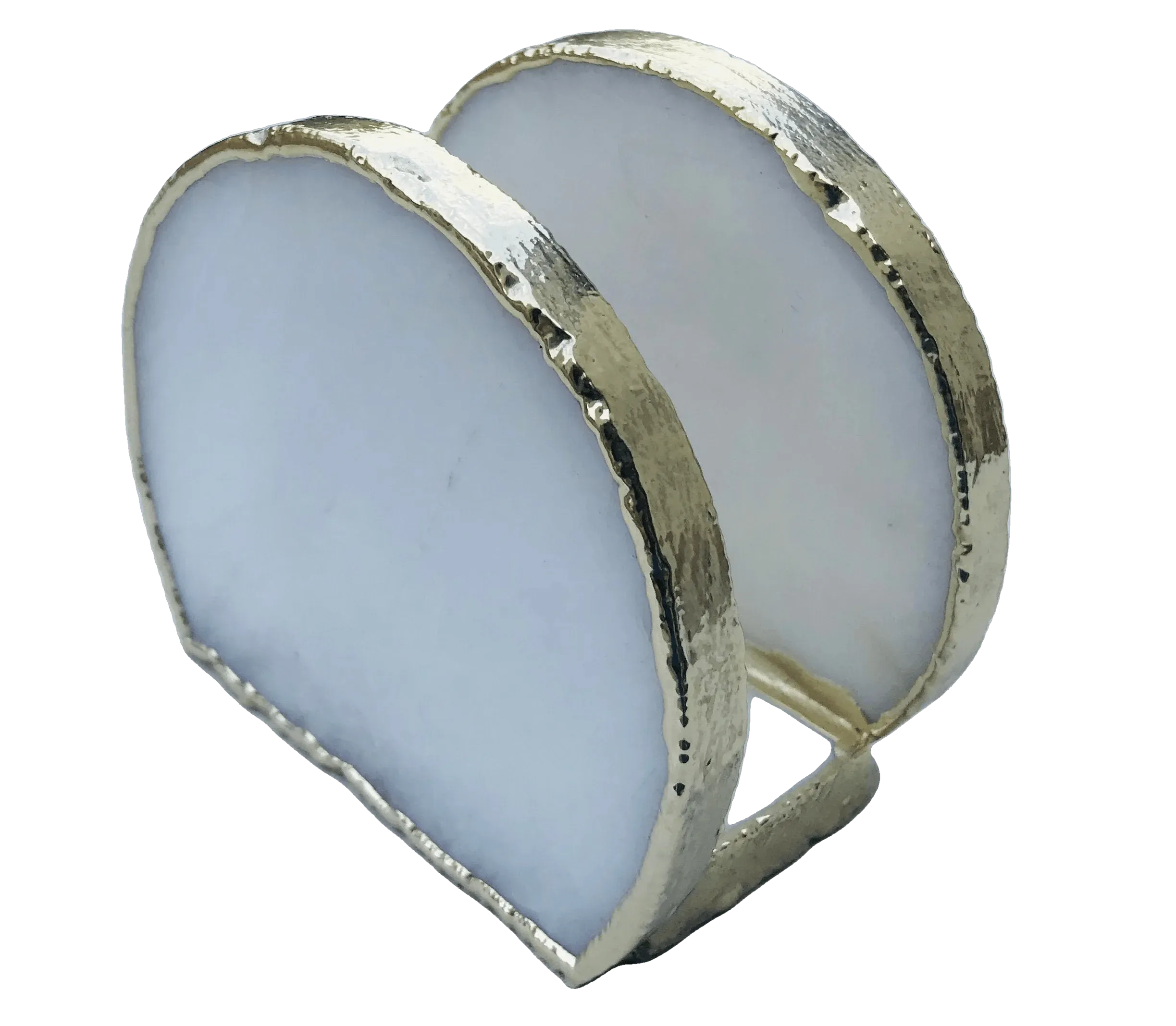 Hand Rounded White Agate Napkin Holder