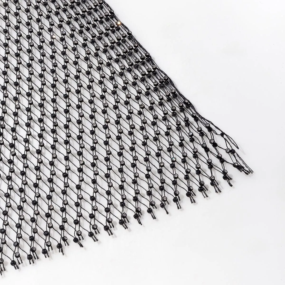 Handmade Rhinestone Fishnet See Through Mesh Cover Up Dress
