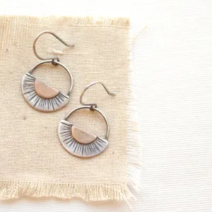 Happy Half Sun Bronze & Silver Earrings