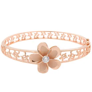 Hawaiian Jewelry 22mm Plumeria Rhodium Bangle PG Coating