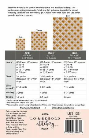 Heirloom Hearts Quilt Pattern -- Lo & Behold Stitchery