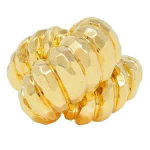 Henry Dunay 1970's 18 Karat Yellow Gold Hammered Knot Vintage Dome Ring