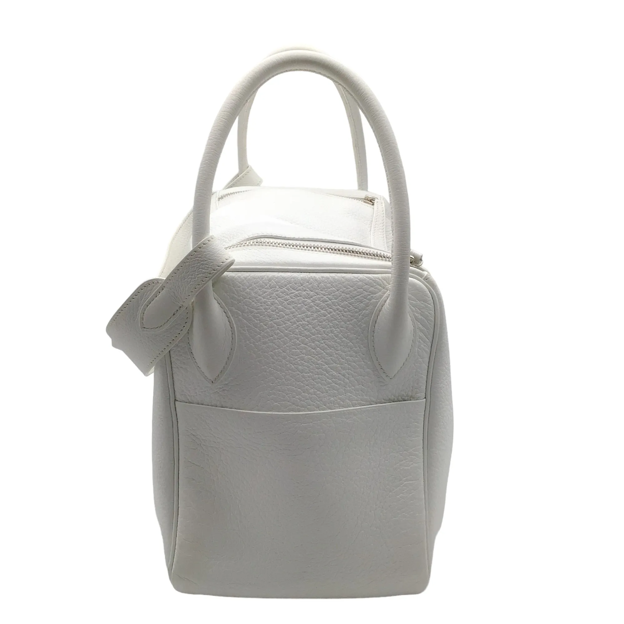 Hermes White 2007 Togo Leather Lindy Handbag