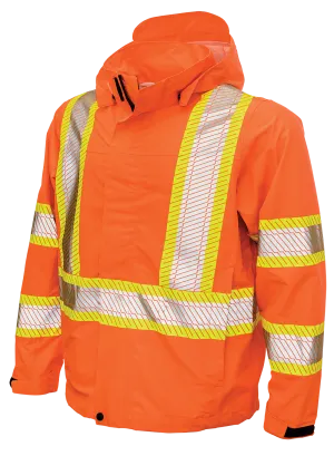 Hi-Vis Packable Ripstop Safety Rain Jacket by Tough Duck - Style SJ05