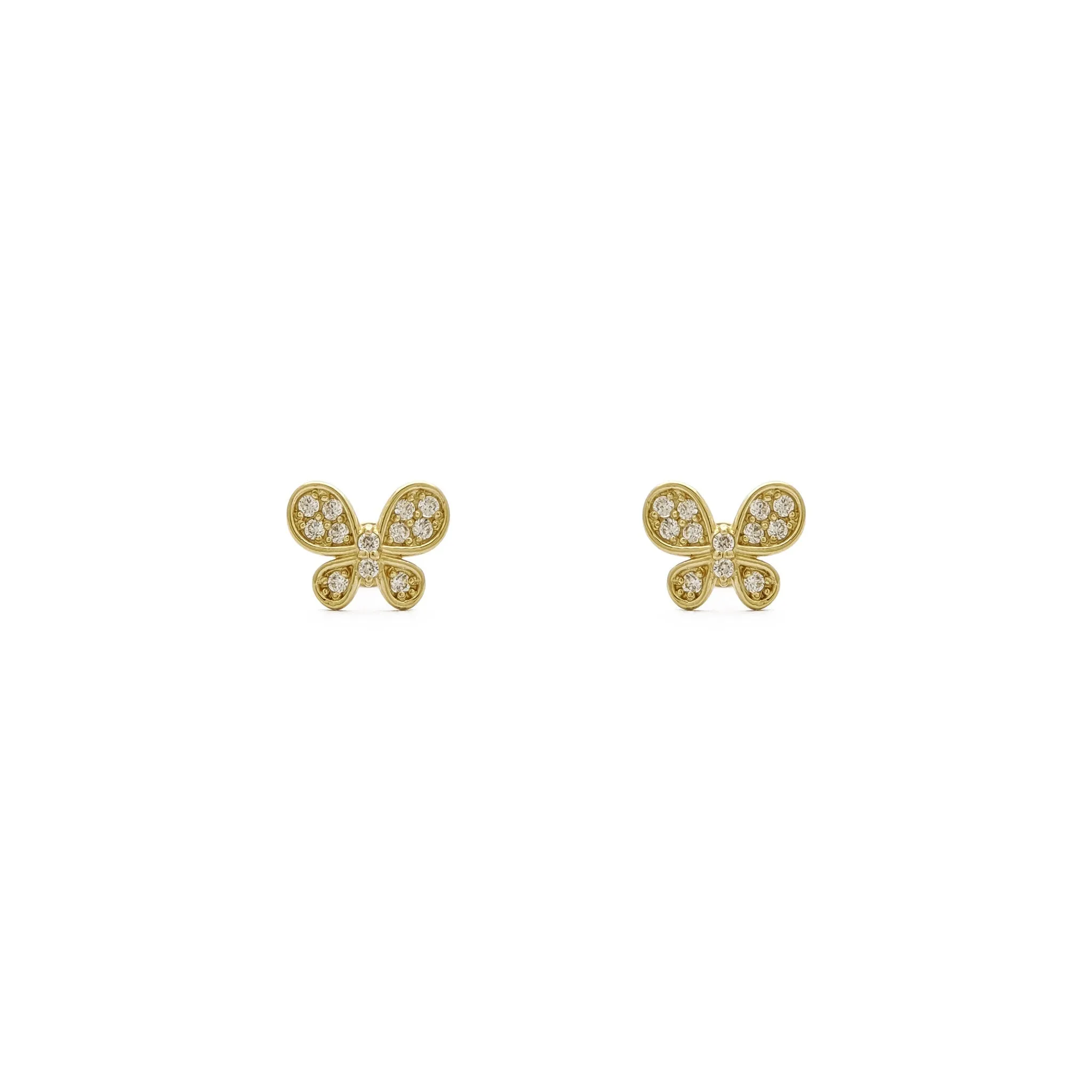 Icy Rounded Butterfly Stud Earrings (14K)