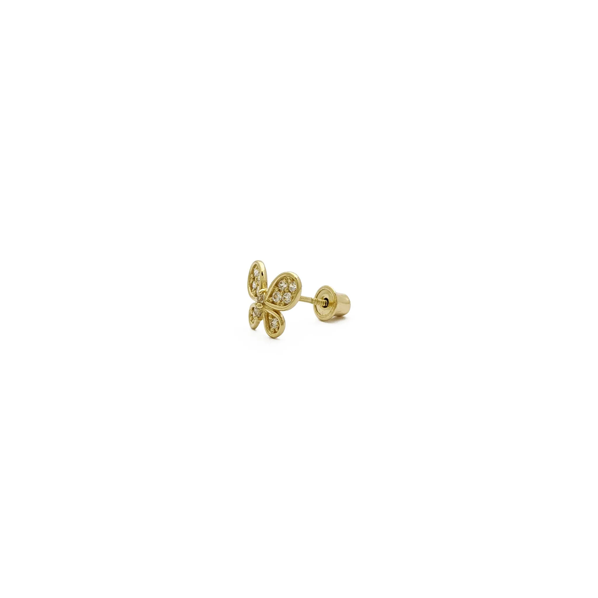 Icy Rounded Butterfly Stud Earrings (14K)