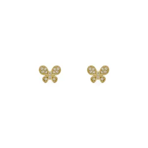 Icy Rounded Butterfly Stud Earrings (14K)