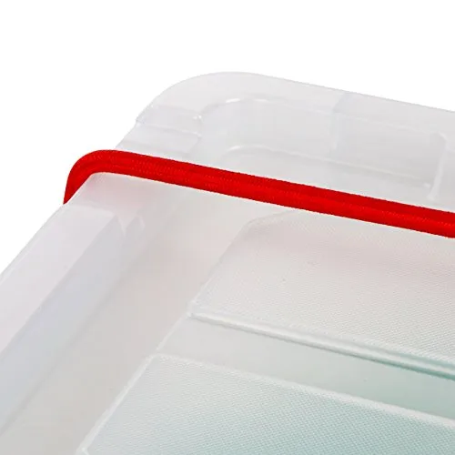 IRIS USA 19 Gallon Store-it-All Heavy Duty Stackable Utility Tote, Clear with Black Buckle