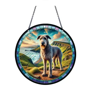 Irish Wolfhound Acrylic Suncatcher with chain #SC481 by d'ears