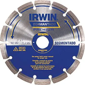 IRWIN Dry Cutting Segmented Disc Diamond Blade Angle Grinder 180mm RPM 8500 Max