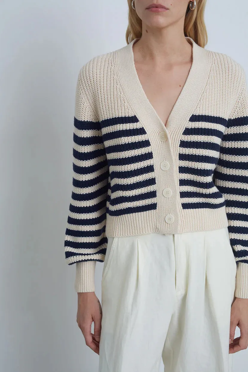Isla Cardigan - Ivory/Navy