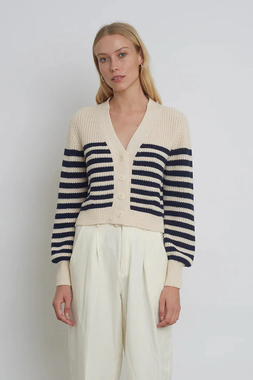 Isla Cardigan - Ivory/Navy