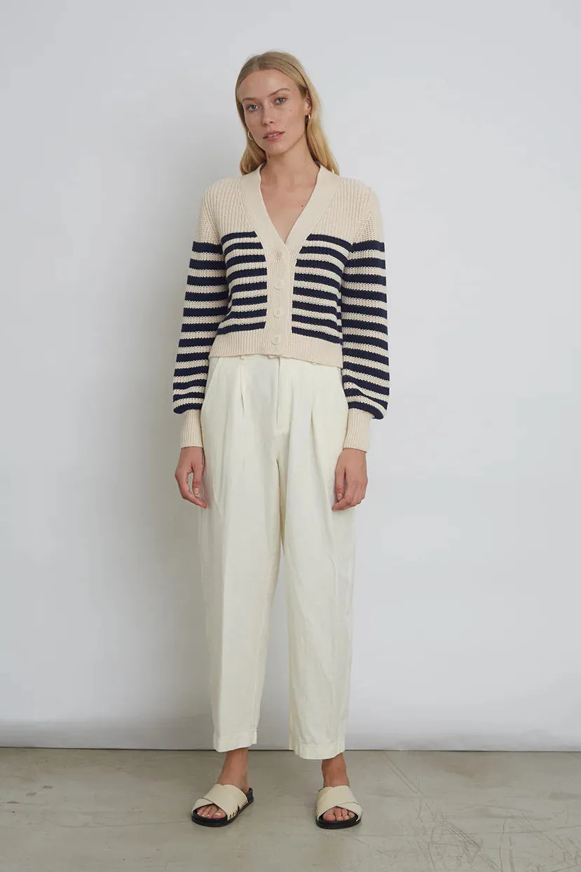 Isla Cardigan - Ivory/Navy