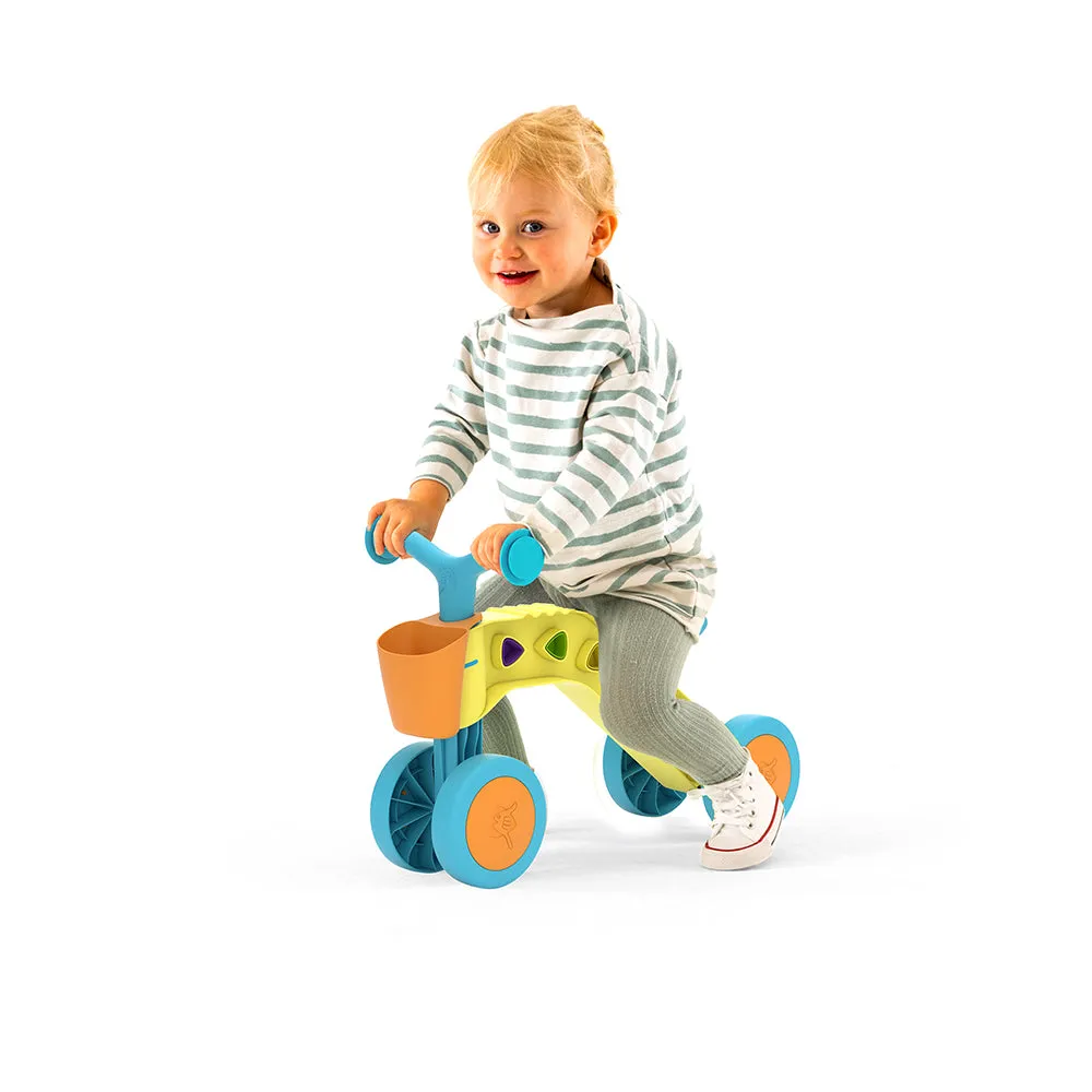 ItsiBitsi Blocks ride-on with storage basket and play blocks that fit in frame